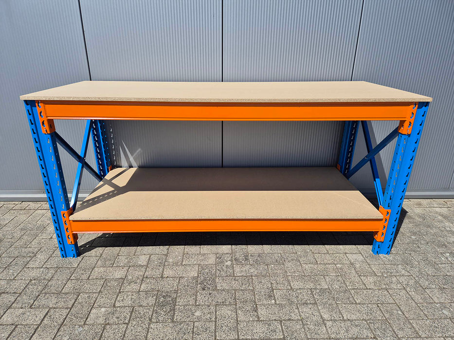 Werkbank Stow 100cm hoog, (kies je breedte), 80cm diep met boven en onderlaag