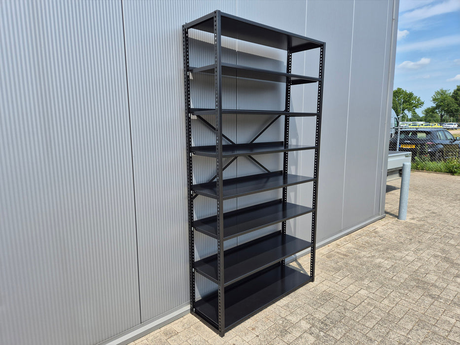 Zwarte Legbordstelling 40cm diep Aanbouw