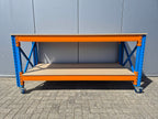 Stow werkbank met onderlaag op wielen – 250 kg per wiel - 290 cm breed × 80 cm diep × 100 cm hoog