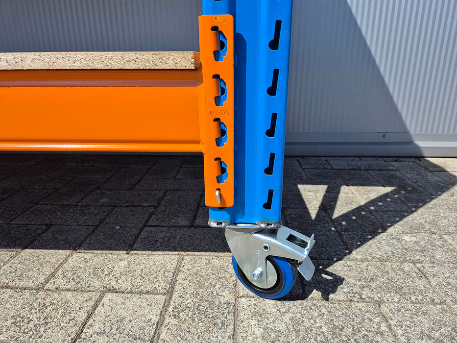 Stow werkbank met onderlaag op wielen – 250 kg per wiel - 380 cm breed × 80 cm diep × 100 cm hoog