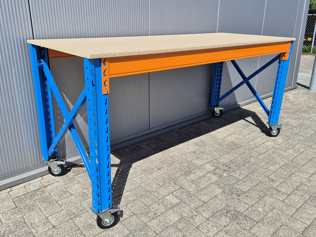 Werkbank Stow 100cm hoog, (kies je breedte), 80cm diep met bovenlaag