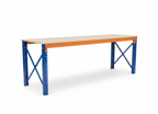 Werkbank 100cm hoog, 290cm breed, 80cm diep met bovenlaag