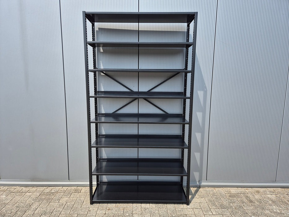 Zwarte Legbordstelling 40cm diep Aanbouw