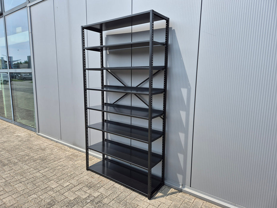 Zwarte Legbordstelling 40cm diep Aanbouw