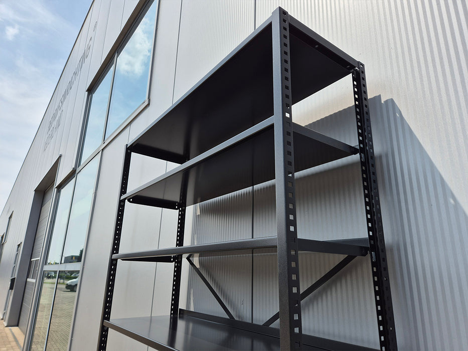 Zwarte Legbordstelling 40cm diep Aanbouw